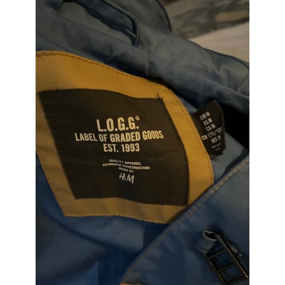 H&M Label of Graded Goods Men’s Jacket Med Blue 
Hooded Field Parka Utility Coat - Picture 12 of 12
